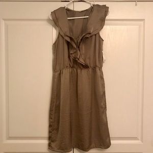 NWT Dark taupe satin ruffle dress